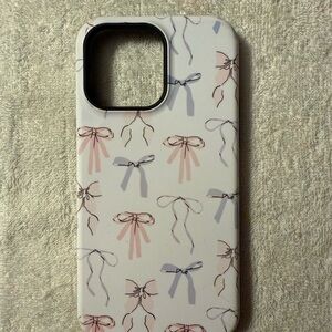 Elegant Bow Pattern Phone Case - Pink and Blue